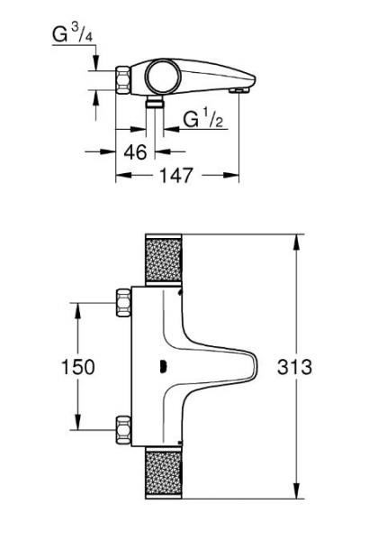 Grohe Grohtherm 1000 Performance kartermostat - Krom Grohe Grohtherm 1000 Performance kartermostat - Krom