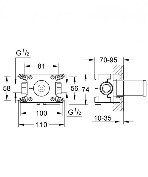 Grohe Rapido C ventiloverdel til indbyg