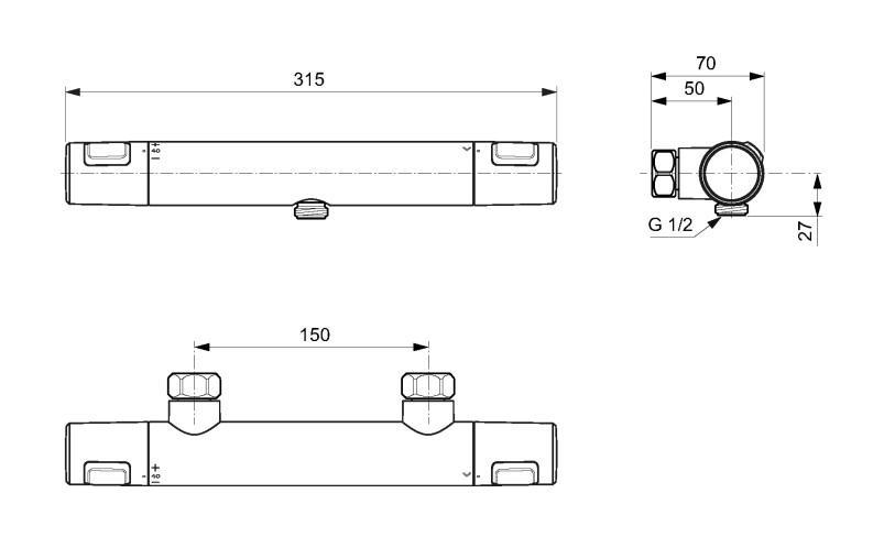Ideal Standard T25 S1 komplet brusesystem - Krom Ideal Standard T25 S1 komplet brusesystem - Krom