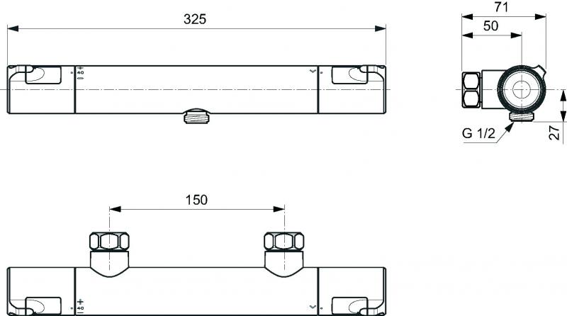 Ideal standard T50 brusetermostat - Krom Ideal standard T50 brusetermostat - Krom