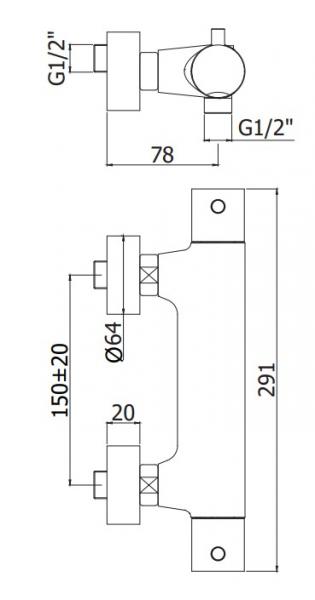 Lavabo Argo brusetermostat - Massiv messing Lavabo Argo brusetermostat - Massiv messing