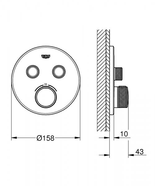 Grohe SmartControl termostat til indbygning - Krom Grohe SmartControl termostat til indbygning - Krom
