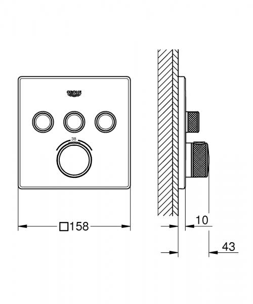 Grohe SmartControl indbygningsarmatur med 3 udtag - Børstet hard graphite Grohe SmartControl indbygningsarmatur med 3 udtag - Børstet hard graphite