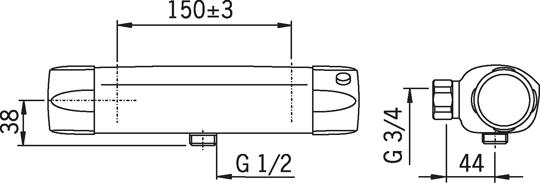 Oras Nova 7460 brusetermostat - Krom Oras Nova 7460 brusetermostat - Krom