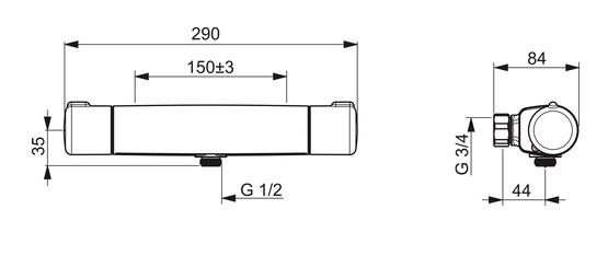 Oras Nova brusetermostat m/Eco Flow - Mat sort Oras Nova brusetermostat m/Eco Flow - Mat sort