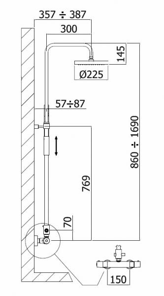 Strømberg Ligro brusersæt med termostat - Ø225 mm hovedbruser Strømberg Ligro brusersæt med termostat - Ø225 mm hovedbruser