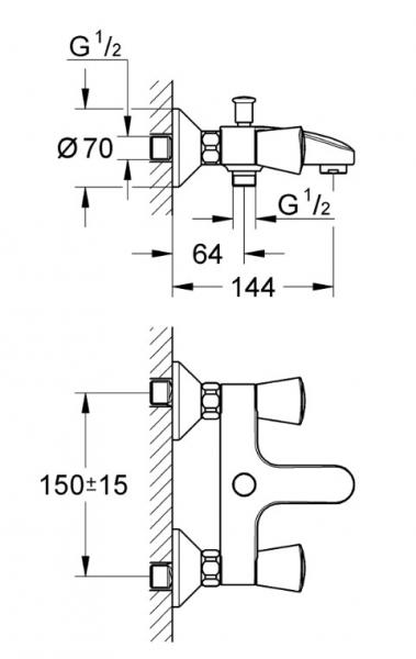 Grohe Costa S badekararmatur m/brus Grohe Costa S badekararmatur m/brus