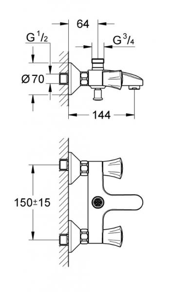 Grohe Costa L badekararmatur m/brus Grohe Costa L badekararmatur m/brus
