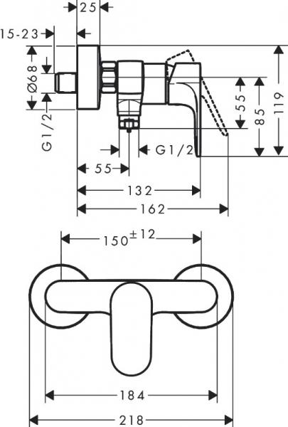Hansgrohe Rebris S komplet brusesæt - Mat sort Hansgrohe Rebris S komplet brusesæt - Mat sort