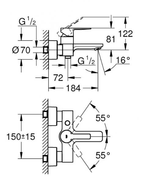 Grohe Lineare New etgrebsbatteri til kar & brus - Krom Grohe Lineare New etgrebsbatteri til kar & brus - Krom