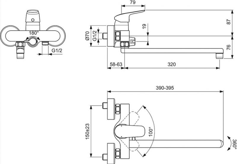 Ideal Standard Ceraflex kar/brusearmatur - Krom Ideal Standard Ceraflex kar/brusearmatur - Krom