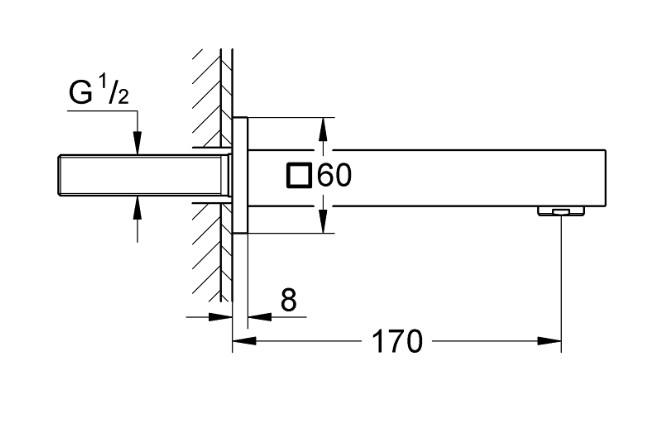 Grohe Cube karudløb 170mm til indbygning Grohe Cube karudløb 170mm til indbygning