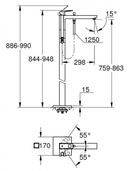 Grohe Eurocube fritstående badekararmatur - Krom Grohe Eurocube fritstående badekararmatur - Krom