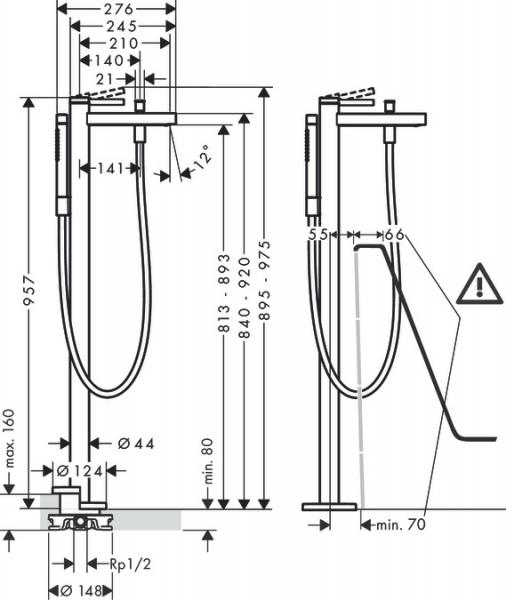 Hansgrohe Finoris badekararmatur t/gulv m/håndbruser - Krom Hansgrohe Finoris badekararmatur t/gulv m/håndbruser - Krom