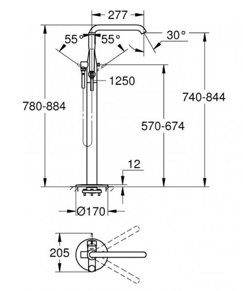 Grohe Essence fritstående badekararmatur - Børstet hard graphite Grohe Essence fritstående badekararmatur - Børstet hard graphite