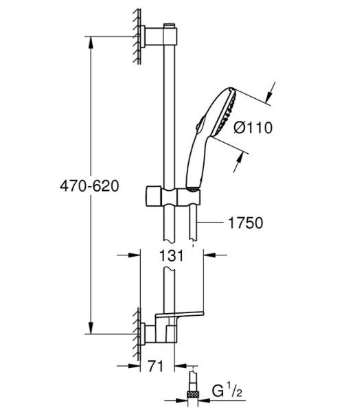 Grohe Vitalio Start 110 brusesæt 2 sprays inkl. brusehylde Grohe Vitalio Start 110 brusesæt 2 sprays inkl. brusehylde