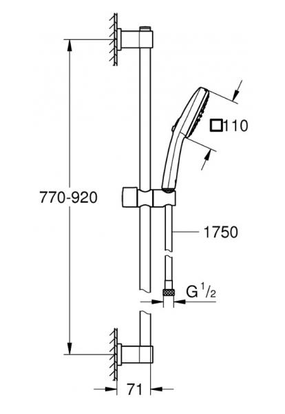 Grohe Vitalio Comfort 110 brusesæt 2 sprays 900 mm Grohe Vitalio Comfort 110 brusesæt 2 sprays 900 mm