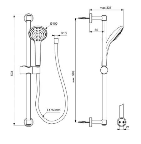 Ideal Standard Idealrain M1 brusesæt - Mat sort Ideal Standard Idealrain M1 brusesæt - Mat sort