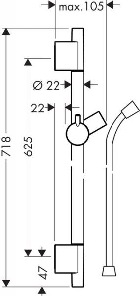 Hansgrohe Unica Puro brusestang - 65 cm - Poleret guldoptik Hansgrohe Unica Puro brusestang - 65 cm - Poleret guldoptik