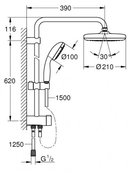 Grohe Tempesta 210 brusesystem - Krom Grohe Tempesta 210 brusesystem - Krom