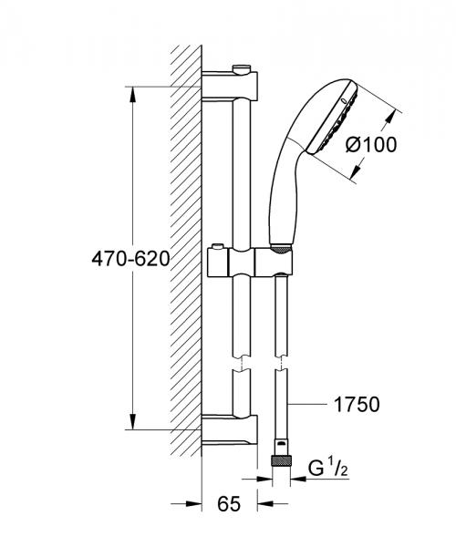 Grohe Vitalio Start 100 brusesæt - Krom Grohe Vitalio Start 100 brusesæt - Krom