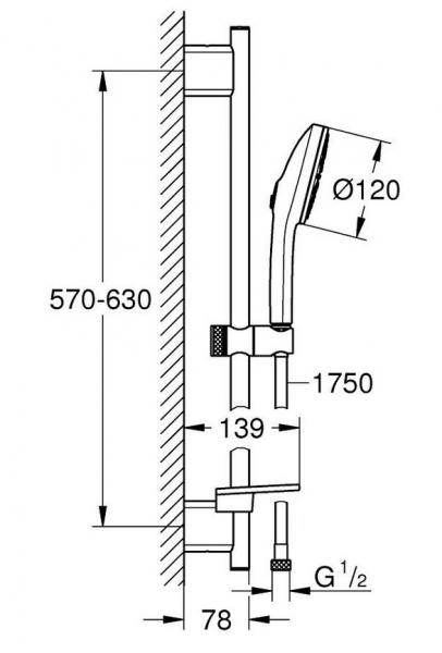 Grohe Vitalio Joy+ 120 brusesæt - Krom Grohe Vitalio Joy+ 120 brusesæt - Krom