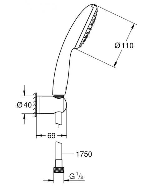 Grohe Vitalio Start 110 håndbrusersæt - 1 spray Grohe Vitalio Start 110 håndbrusersæt - 1 spray
