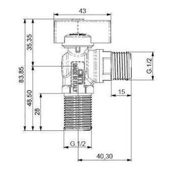 Cimberio vinkelventil nippel/nippel 1/2" Cimberio vinkelventil nippel/nippel 1/2"