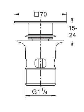 Grohe push-open bundventil til vaske med overløb - Firkantet - Krom Grohe push-open bundventil til vaske med overløb - Firkantet - Krom