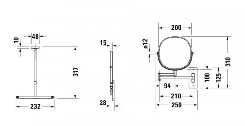 Duravit D-Code makeupspejl m/3x forstørrelse - Krom Duravit D-Code makeupspejl m/3x forstørrelse - Krom