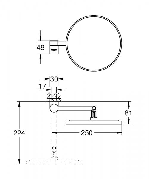 Grohe Selection kosmetikspejl - Børstet hard graphite Grohe Selection kosmetikspejl - Børstet hard graphite