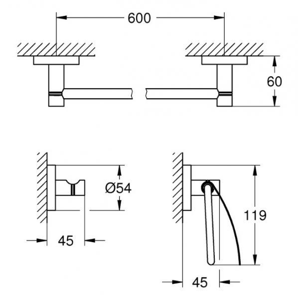 Outlet - Grohe Essentials tilbehørssæt 3 i 1 - Børstet nikkel Outlet - Grohe Essentials tilbehørssæt 3 i 1 - Børstet nikkel