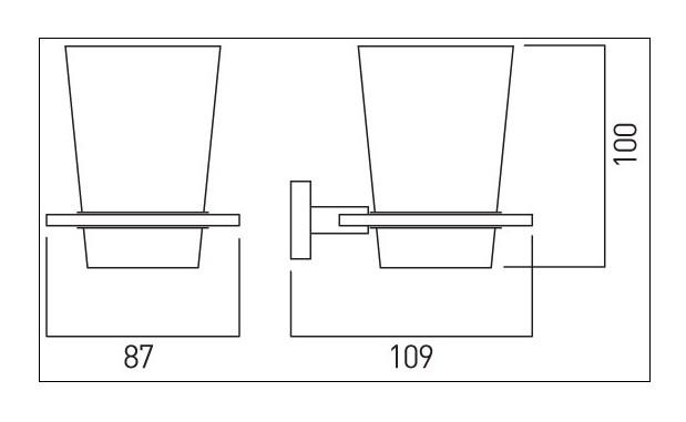 Strømberg Levin bægerholder m/glas Krom/opalglas til væg montering Strømberg Levin bægerholder m/glas Krom/opalglas til væg montering
