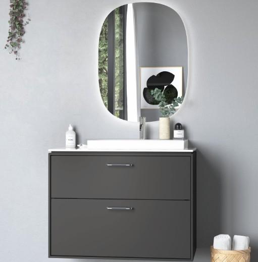 Geberit Option Oval spejl m/backlight - 60x80 cm - Vendbar Geberit Option Oval spejl m/backlight - 60x80 cm - Vendbar