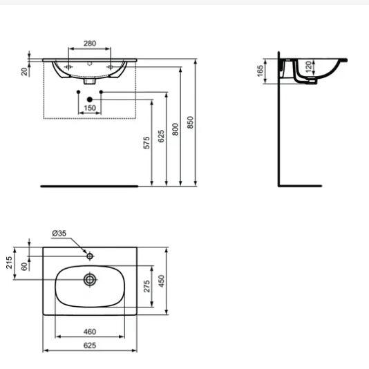 Ideal Standard Tesi 62 møbelvask - Mat sort Ideal Standard Tesi 62 møbelvask - Mat sort