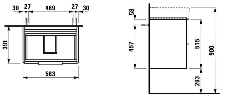 Laufen Base underskab med 2 skuffer 583x391 mm. Hvid Laufen Base underskab med 2 skuffer 583x391 mm. Hvid