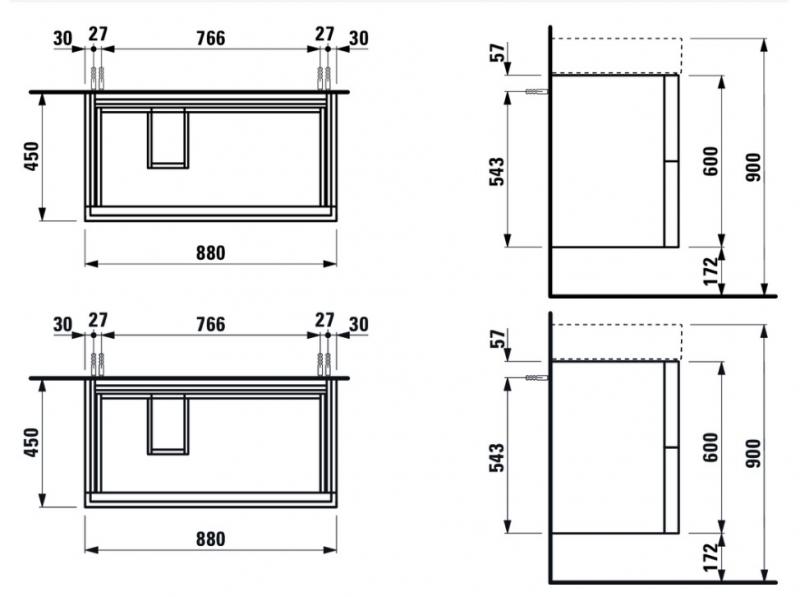 Kartell by Laufen vaskeskab 88x45 - Skiffergrå Kartell by Laufen vaskeskab 88x45 - Skiffergrå