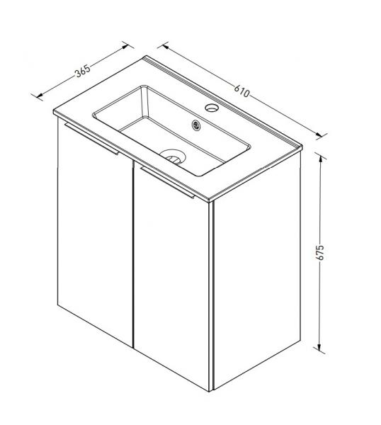 Sanibell Online 60 komplet mini badeværelsesmøbel - Flatpack - Bardolino eg Sanibell Online 60 komplet mini badeværelsesmøbel - Flatpack - Bardolino eg