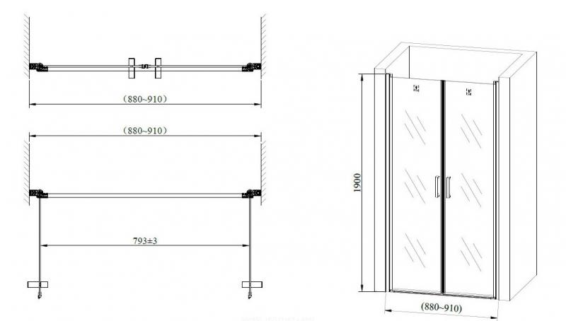 Nortiq dobbelt nichedør - Klar glas/krom - 90 cm Nortiq dobbelt nichedør - Klar glas/krom - 90 cm