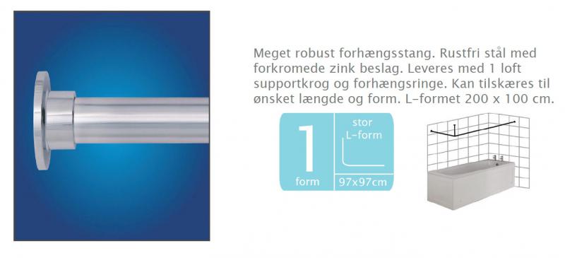Hefe Kvalitets forhængsstang L-form Hefe Kvalitets forhængsstang L-form