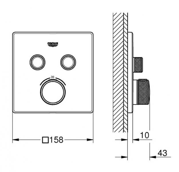 Grohe SmartControl komplet indbygningspakke til badekar - Krom/firkantet Grohe SmartControl komplet indbygningspakke til badekar - Krom/firkantet