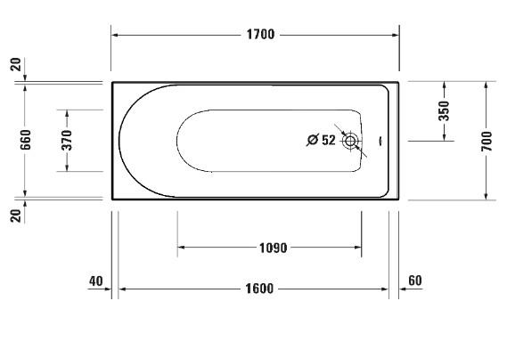 Duravit D-Neo komplet badekar til indbygning - 170 x 70 cm Duravit D-Neo komplet badekar til indbygning - 170 x 70 cm