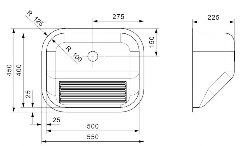 Lavabo Ottawa 55 udslagsvask t/væg Lavabo Ottawa 55 udslagsvask t/væg