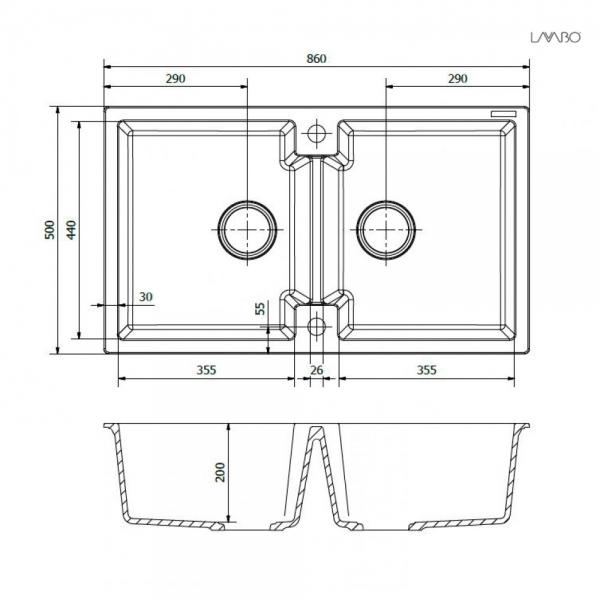 Lavabo Amsterdam 20 kompositvask - Antracit/krom Lavabo Amsterdam 20 kompositvask - Antracit/krom