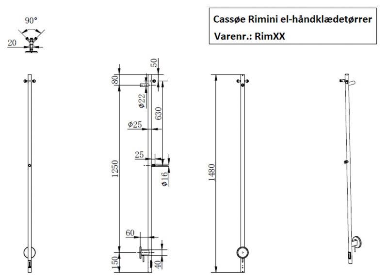 Cassøe Rimini håndklædetørrer - Mat bronze Cassøe Rimini håndklædetørrer - Mat bronze