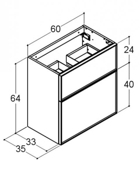 Dansani Luna Mini vaskeskab 60x64x35 m/skuffer - Valgfri farve/sort ramme Dansani Luna Mini vaskeskab 60x64x35 m/skuffer - Valgfri farve/sort ramme