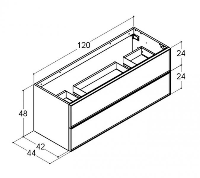 Dansani Luna vaskeskab 120x48 til dobbeltvask - Hvid mat/sort ramme Dansani Luna vaskeskab 120x48 til dobbeltvask - Hvid mat/sort ramme