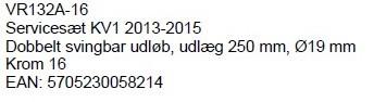 Rest - Vola servicesæt VR132A-16 - Dobbelt svingbart udløb - Krom Rest - Vola servicesæt VR132A-16 - Dobbelt svingbart udløb - Krom