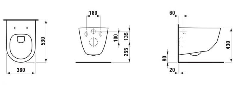 Laufen Pro Rimless mat sort toiletpakke inkl. sæde m. soft-close, cisterne og hvid betjening Laufen Pro Rimless mat sort toiletpakke inkl. sæde m. soft-close, cisterne og hvid betjening