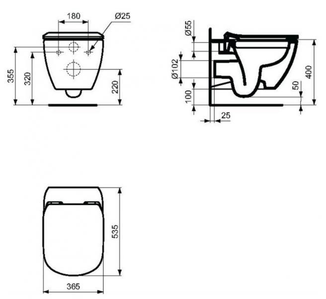 Ideal Standard Tesi toiletpakke inkl. sæde m/soft-close, mellem cisterne og mat sort betjening Ideal Standard Tesi toiletpakke inkl. sæde m/soft-close, mellem cisterne og mat sort betjening